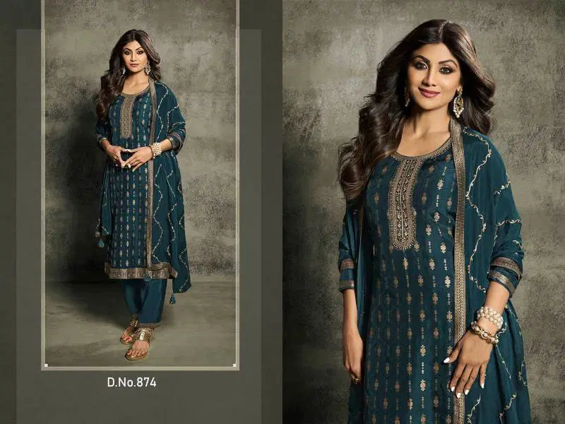 Shilpa Shetty 871 To 8765 Jacquard Viscose Embroidery Salwar Kameez
